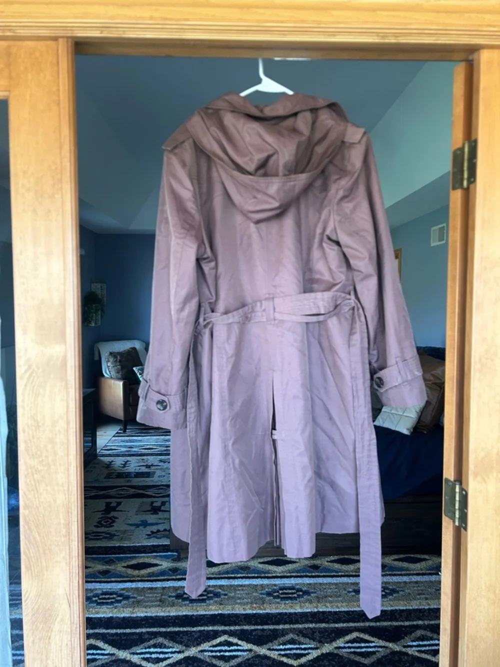 London Fog Dusty Mauve Trench Coat with Belt - Picture 4 of 6